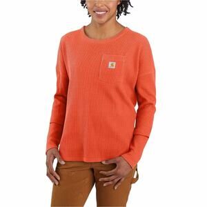 Carhartt EUC Women's Relaxed Fit Heavyweight Crewneck Thermal Shirt Orange XS